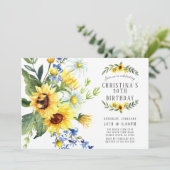 Moderne Zonnebloem Daisy verjaardagsfeestje Kaart (Staand voorkant)