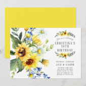 Moderne Zonnebloem Daisy verjaardagsfeestje Kaart (Voorkant / Achterkant)