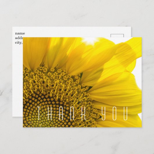 Moderne zonnebloem Dank u naam Briefkaart (Voorkant / Achterkant)