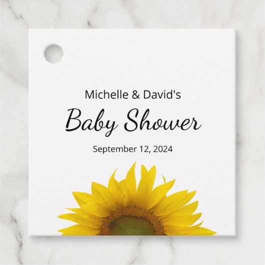 Moderne Zonnebloem Eenvoudig Baby shower Bedankjes Labels (Voorkant)