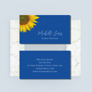 Moderne zonnebloem Elegant Blue Botanical Visitekaartje