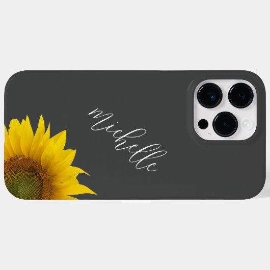 Moderne Zonnebloem Elegant Botanisch Grijs Case-Mate iPhone Case (Achterkant (horizontaal))