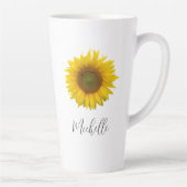 Moderne zonnebloem Elegant Script Typografie Latte Mok (Rechts)