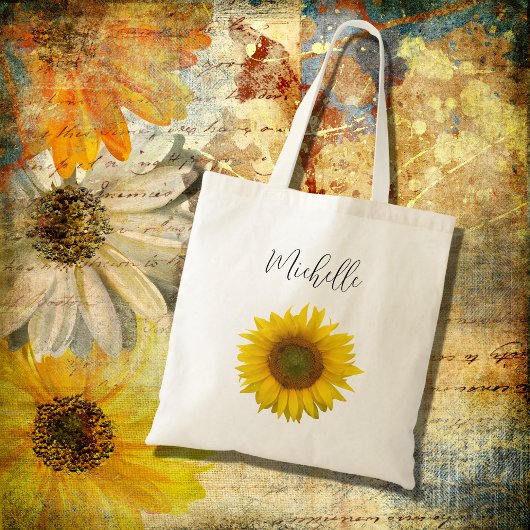 Moderne zonnebloem Elegant, speciaal aangepast Tote Bag