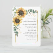 Moderne Zonnebloem Elegante Bloemen Huwelijk Kaart (Staand voorkant)