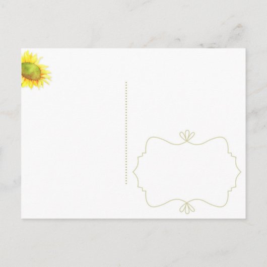 Moderne zonnebloem en strips bruiloft sparen de da aankondigingskaart (Achterkant)