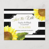 Moderne zonnebloem en strips bruiloft sparen de da aankondigingskaart (Voorkant)