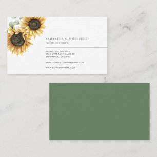 Moderne zonnebloem Eucalyptus Florist Visitekaartje