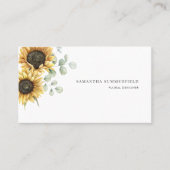 Moderne zonnebloem Eucalyptus Greenery Visitekaartje (Voorkant)