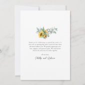 Moderne Zonnebloem Eucalyptus trouwfoto Bedankkaart (Achterkant)