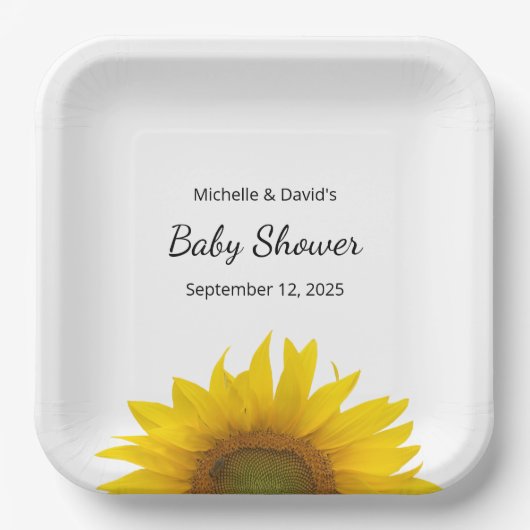 Moderne zonnebloem Genderneutraal Baby shower Papieren Bordje (Voorkant)