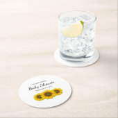Moderne zonnebloem Genderneutraal Baby shower Ronde Kartonnen Onderzetter (Insitu)