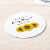 Moderne zonnebloem Genderneutraal Baby shower Ronde Kartonnen Onderzetter (Gebogen)