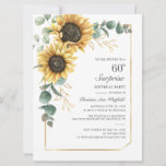 Moderne Zonnebloem Grieks Floral 60th Birthday Kaart<br><div class="desc">Eucalyptus Sunflower Floral Script 60th Birthday Uitnodiging u kunt gemakkelijk aanpassen met uw partijdetails door de "Personalize"knoop te klikken. Met felgele florale en groene succulent met een goudfolie geometrisch lijst en moderne typografie</div>