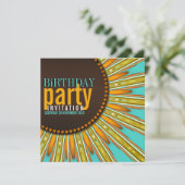 Moderne Zonnebloem Mint Oranje Birthday Party Invi Kaart (Staand voorkant)