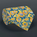 Moderne Zonnebloem op Blauw Bloempatroon Stropdas<br><div class="desc">Het is een tuin met gele zonnebloemen die deze stropdas versieren. Perfect voor bruiloften en andere speciale gelegenheden. Ontworpen door wereldberoemde kunstenaar ©Tim Coffey.</div>