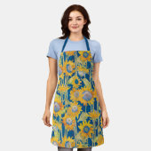 Moderne zonnebloem op blauwe Waterverf - Floral Pa Schort (Gedragen)