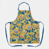 Moderne zonnebloem op blauwe Waterverf - Floral Pa Schort (Voorkant)