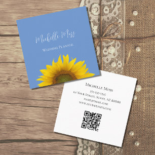 Moderne zonnebloem QR-code Elegant Floral Vierkante Visitekaartje