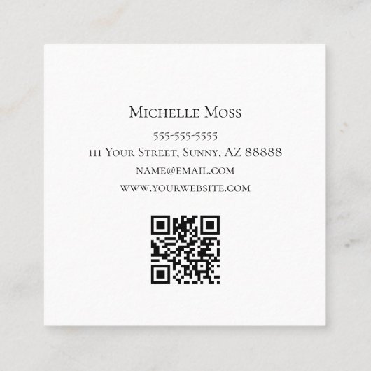 Moderne zonnebloem QR-code Elegant Floral Vierkante Visitekaartje (Achterkant)