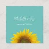 Moderne Zonnebloem QR code Trendy Blauwgroen Groen Vierkante Visitekaartje (Voorkant)