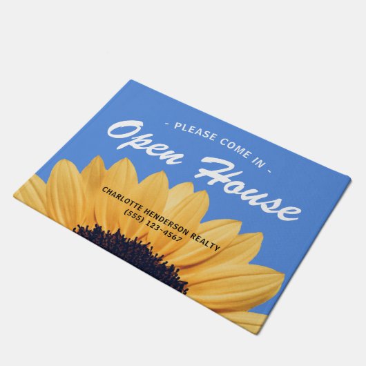 Moderne zonnebloem Real Estate Open House Deurmat (Schuin)