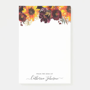 Moderne Zonnebloem Roos Floral Waterverf Post-it® Notes