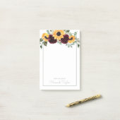 Moderne Zonnebloem Roos Floral Waterverf Post-it® Notes (Op bureau)