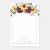 Moderne Zonnebloem Roos Floral Waterverf Post-it® Notes (Voorkant)