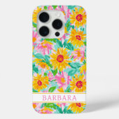 Moderne Zonnebloem Schildering Monogram Case-Mate iPhone Case (Achterkant)