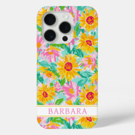 Moderne Zonnebloem Schildering Monogram iPhone 15 Pro Case
