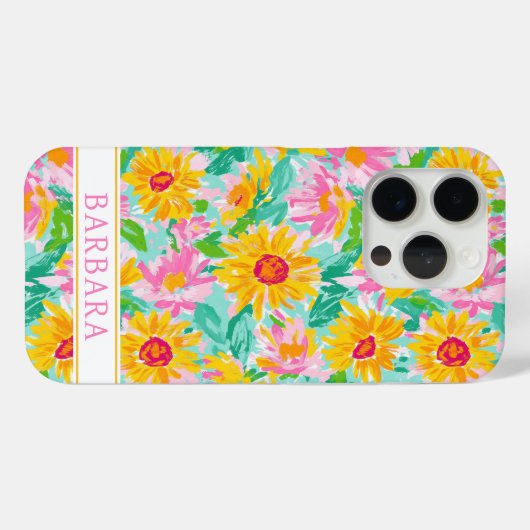 Moderne Zonnebloem Schildering Monogram Case-Mate iPhone Case (Achterkant (horizontaal))