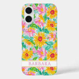 Moderne Zonnebloem Schildering Monogram iPhone 16 Hoesje