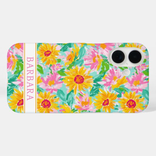 Moderne Zonnebloem Schildering Monogram Case-Mate iPhone Case (Achterkant (horizontaal))