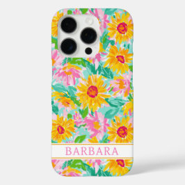 Moderne Zonnebloem Schildering Monogram iPhone 16 Pro Hoesje