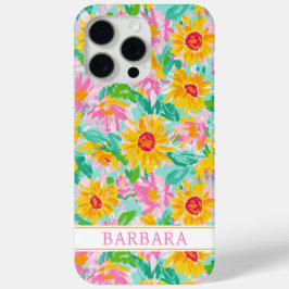 Moderne Zonnebloem Schildering Monogram iPhone 15 Pro Max Hoesje