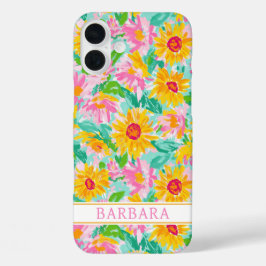 Moderne Zonnebloem Schildering Monogram iPhone 16 Plus Hoesje