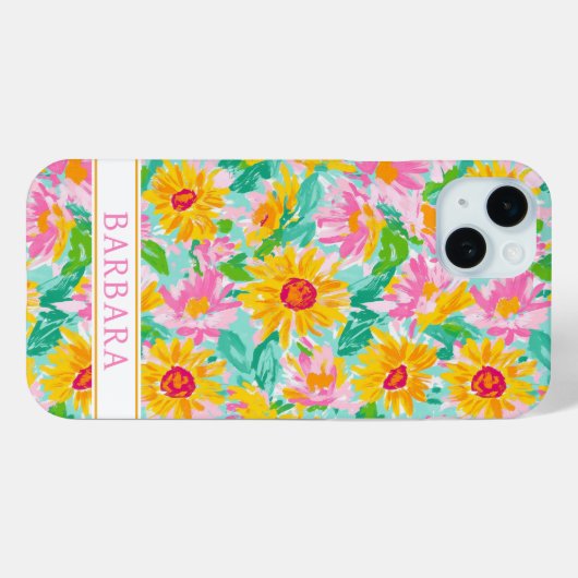 Moderne Zonnebloem Schildering Monogram Case-Mate iPhone Case (Achterkant (horizontaal))