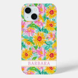 Moderne Zonnebloem Schildering Monogram iPhone 15 Case