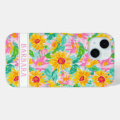 Moderne Zonnebloem Schildering Monogram Case-Mate iPhone Case (Achterkant (horizontaal))
