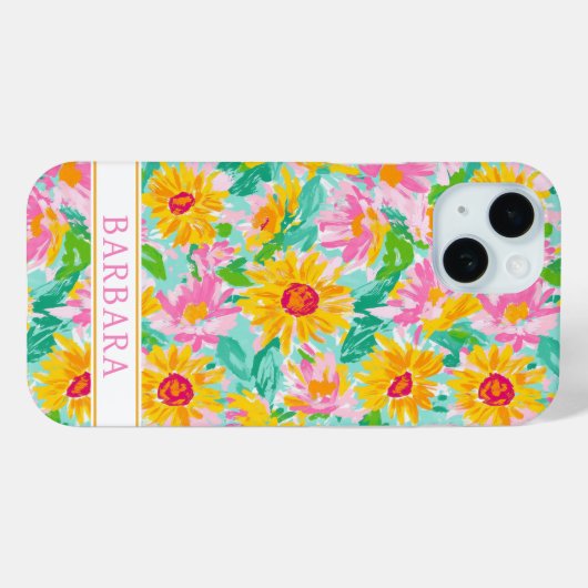 Moderne Zonnebloem Schildering Monogram Case-Mate iPhone Case (Achterkant (horizontaal))