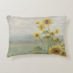 Moderne zonnebloem Watercolor & gepersonaliseerd b Accent Kussen