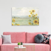 Moderne zonnebloem Watercolor & gepersonaliseerd b Canvas Afdruk (Insitu (Woonkamer))