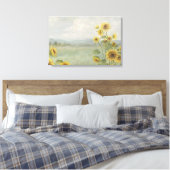 Moderne zonnebloem Watercolor & gepersonaliseerd b Canvas Afdruk (Insitu (Slaapkamer))