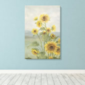 Moderne zonnebloem Watercolor & gepersonaliseerd b Canvas Afdruk (Insitu (Houten vloer))