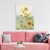 Moderne zonnebloem Watercolor & gepersonaliseerd b Canvas Afdruk (Insitu (Woonkamer))