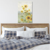 Moderne zonnebloem Watercolor & gepersonaliseerd b Canvas Afdruk (Insitu (Slaapkamer))