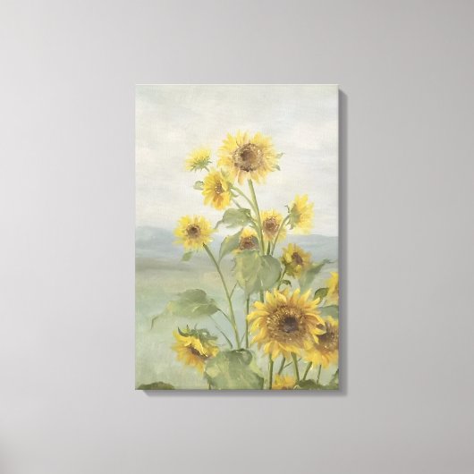 Moderne zonnebloem Watercolor & gepersonaliseerd b Canvas Afdruk (Voorkant)