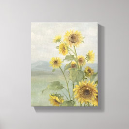 Moderne zonnebloem Watercolor & gepersonaliseerd b Canvas Afdruk