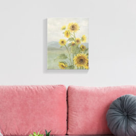 Moderne zonnebloem Watercolor & gepersonaliseerd b Canvas Afdruk